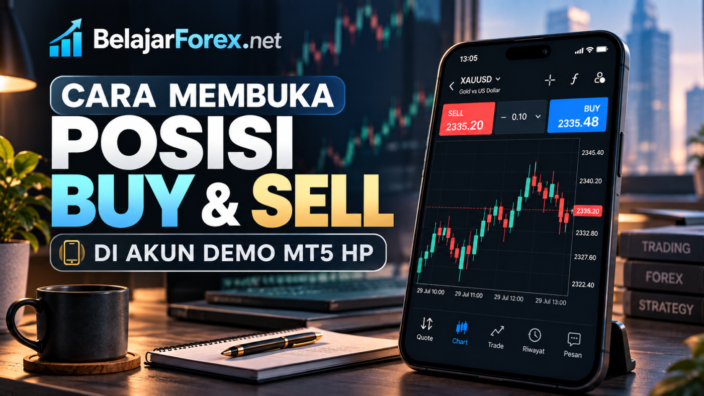 Cara membuka posisi Buy dan Sell di MT5 HP menggunakan akun demo