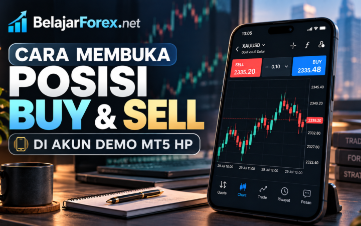 Cara membuka posisi Buy dan Sell di MT5 HP menggunakan akun demo
