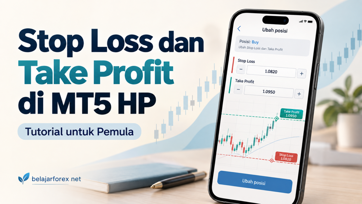 Ilustrasi cara mengatur Stop Loss dan Take Profit di MT5 HP melalui menu Ubah posisi.