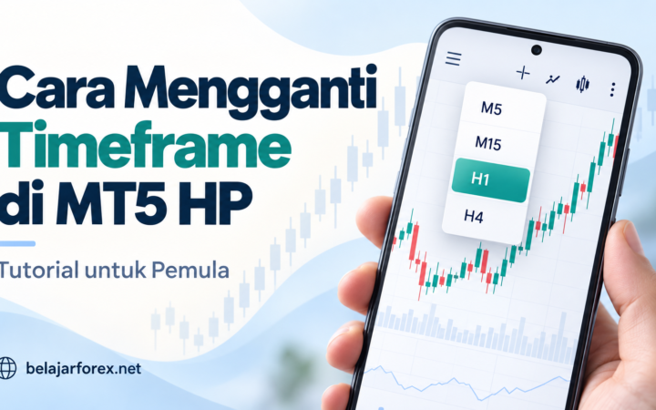 Ilustrasi mengganti timeframe di MT5 HP dengan pilihan M5, M15, H1, dan H4.