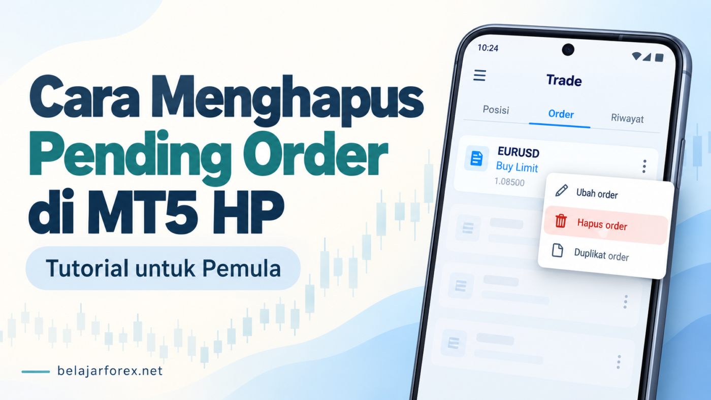 Ilustrasi menghapus pending order di MT5 HP melalui menu Hapus order.
