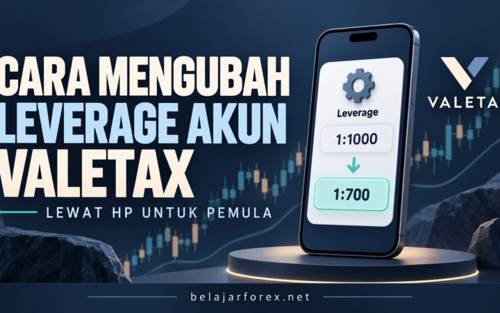 Ilustrasi cara mengubah leverage akun Valetax lewat HP dari 1:1000 menjadi 1:700.
