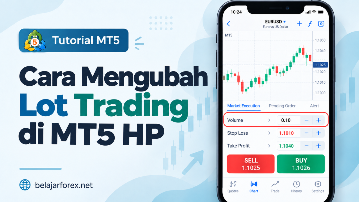 Cara mengubah lot trading di MT5 HP sebelum membuka posisi